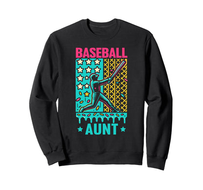 Baseball Aunt Ice Cream Drip Game Day Sweatshirt - Graphic Print Unisex - T-Shirt, Sweatshirt, Hoodie