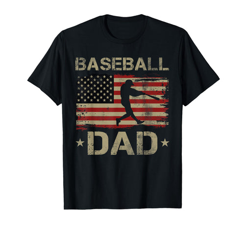 Baseball Dad Usa American Flag Fathers T-Shirt - Novelty Apparel Men Women - T-Shirt, Sweatshirt, Hoodie