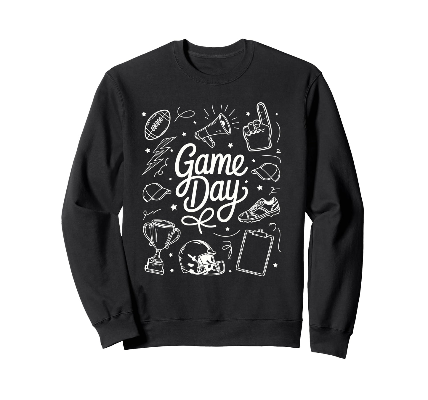 Game Day Football Doodles Sideline Mom Sweatshirt - Novelty Apparel Unisex - T-Shirt, Sweatshirt, Hoodie
