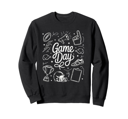 Game Day Football Doodles Sideline Mom Sweatshirt - Novelty Apparel Unisex - T-Shirt, Sweatshirt, Hoodie