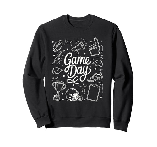Game Day Football Doodles Sideline Mom Sweatshirt - Novelty Apparel Unisex - T-Shirt, Sweatshirt, Hoodie