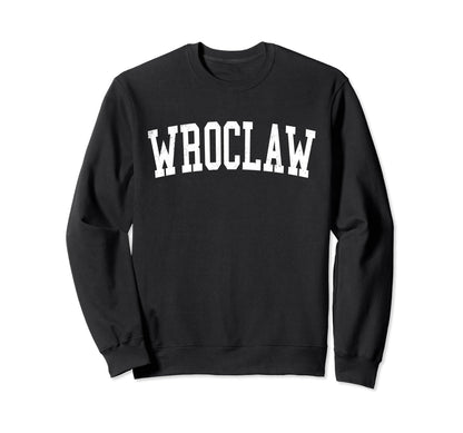 Wroclaw Poland Distressed White Varsity Sweatshirt - Graphic Print Unisex - T-Shirt, Sweatshirt, Hoodie