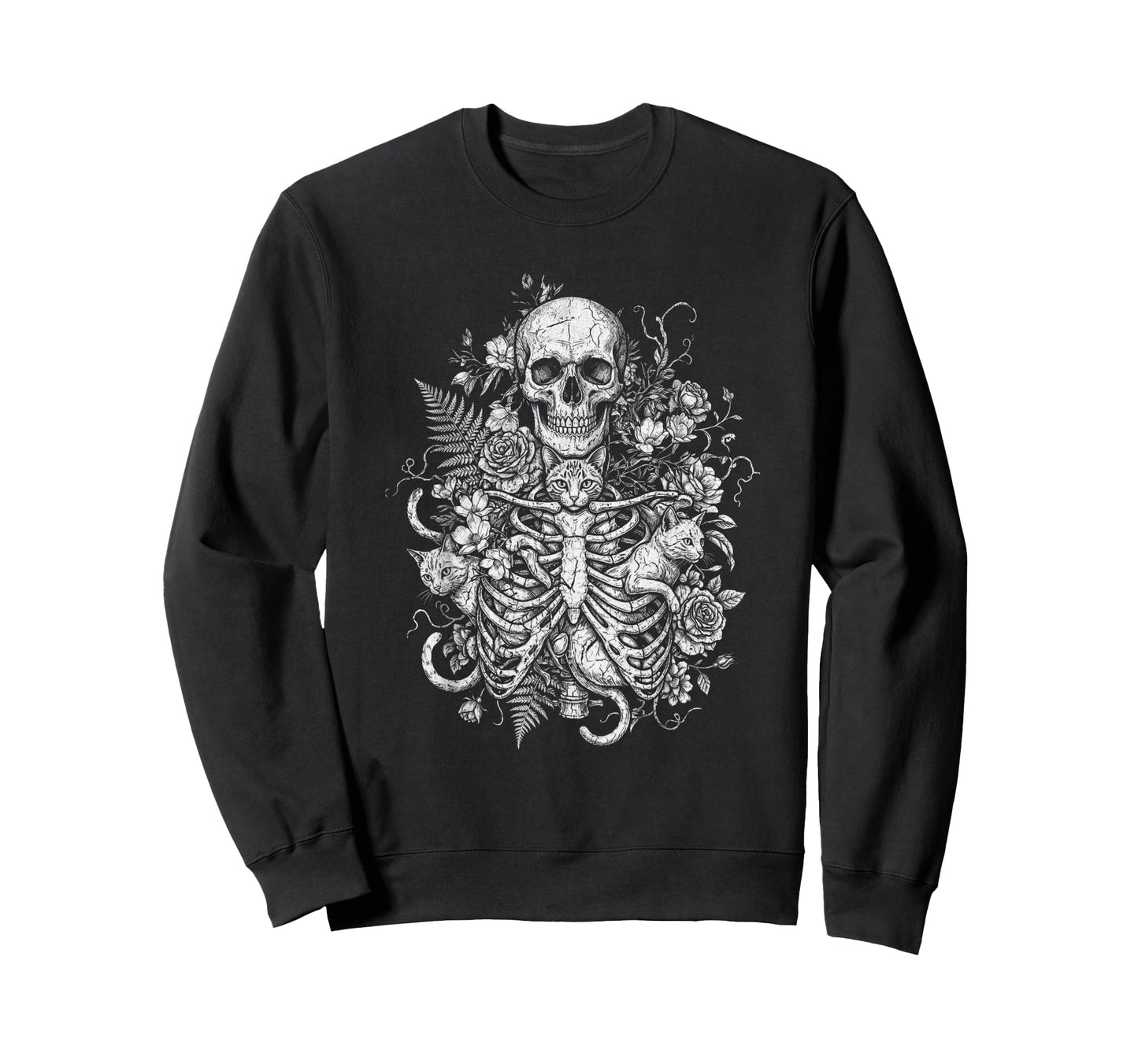 Skull Cat Skeleton Kitty Kitten Sweatshirt - Fun Novelty Design Men Women - T-Shirt, Sweatshirt, Hoodie