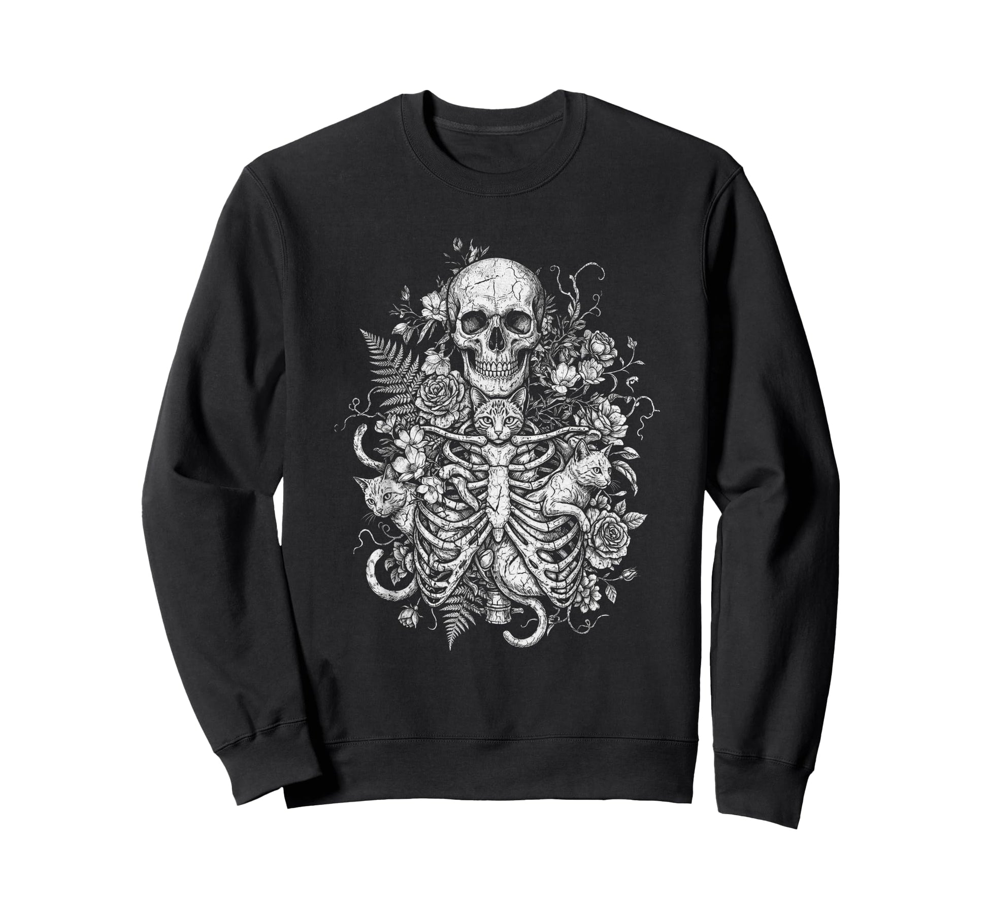 Skull Cat Skeleton Kitty Kitten Sweatshirt - Fun Novelty Design Men Women - T-Shirt, Sweatshirt, Hoodie