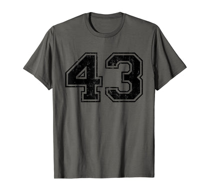 Number 43 Varsity Distressed T-Shirt - Casual Everyday Wear Men Women - T-Shirt, Sweatshirt, Hoodie