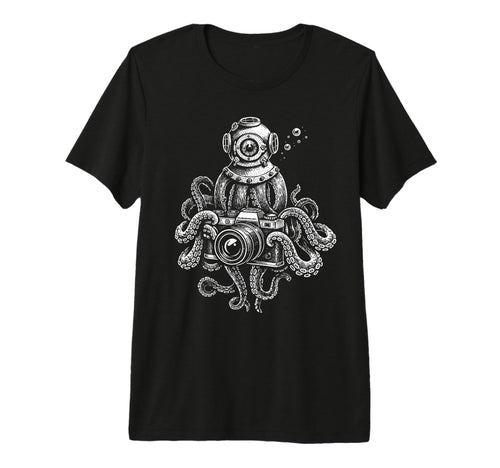 Octopus Camera Photographer Art T-Shirt - Novelty Apparel Unisex - T-Shirt, Sweatshirt, Hoodie