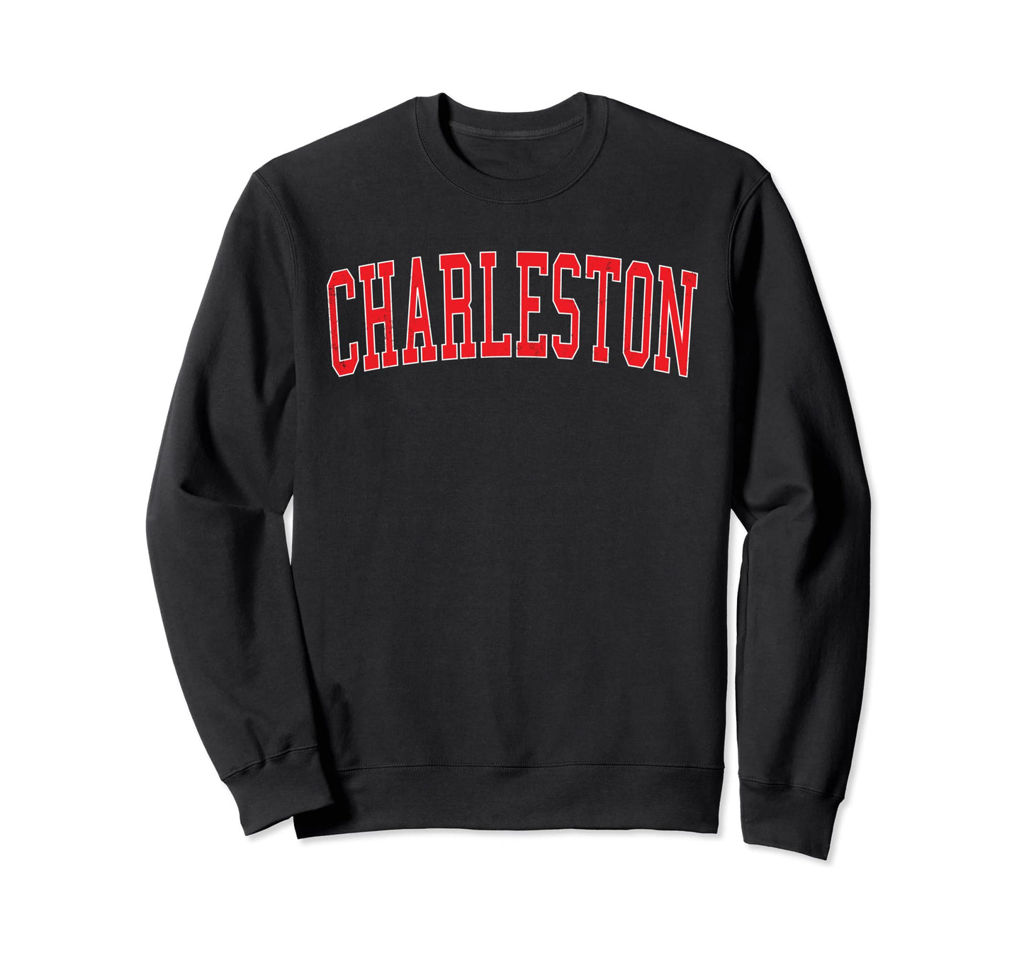 Charleston Sc Varsity Red Text Sweatshirt - Aesthetic Graphic Men Women - T-Shirt, Sweatshirt, Hoodie