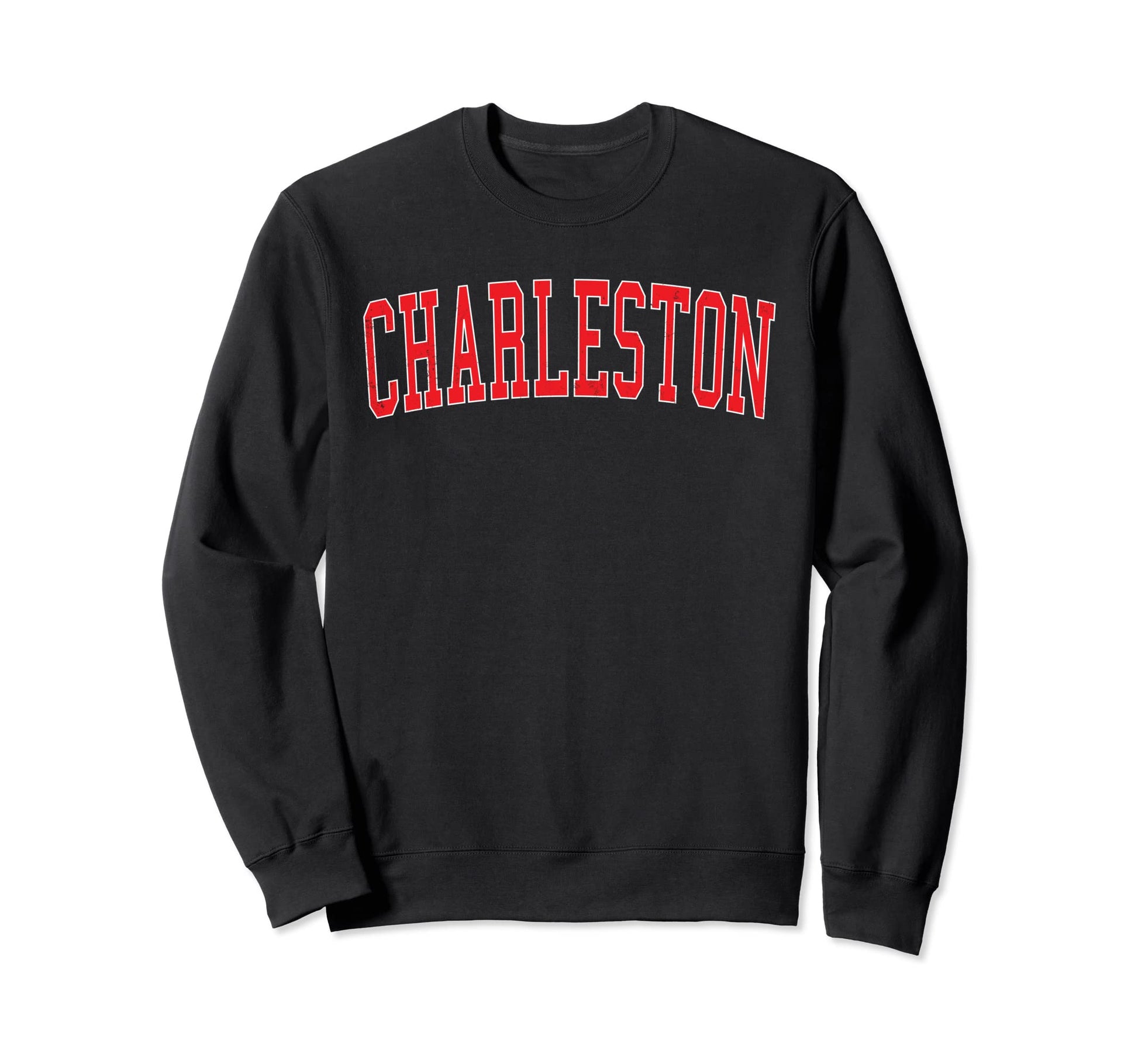 Charleston Sc Varsity Red Text Sweatshirt - Aesthetic Graphic Men Women - T-Shirt, Sweatshirt, Hoodie