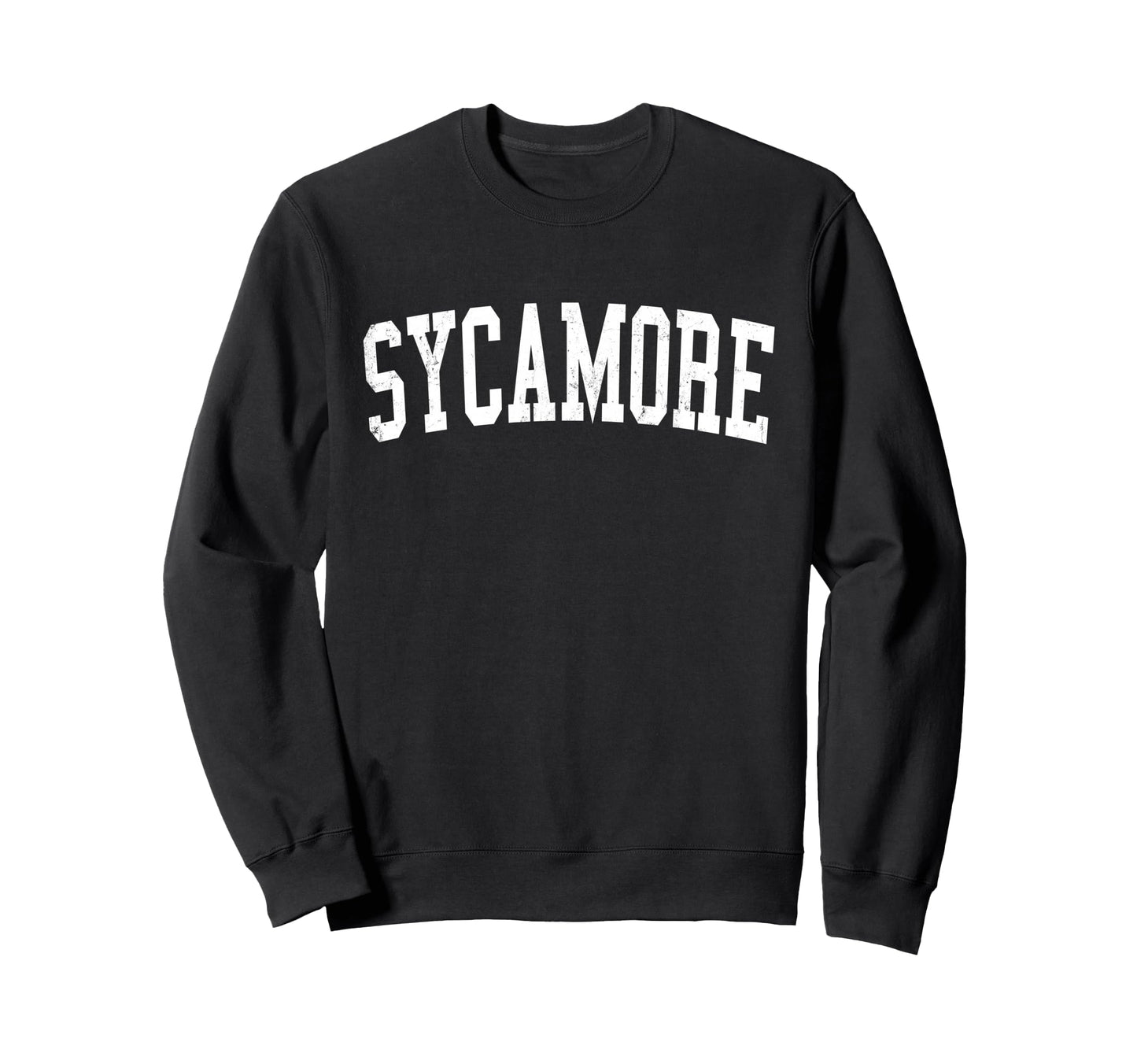 Sycamore Il Distressed White Varsity Sweatshirt - Graphic Print for Adults - T-Shirt, Sweatshirt, Hoodie