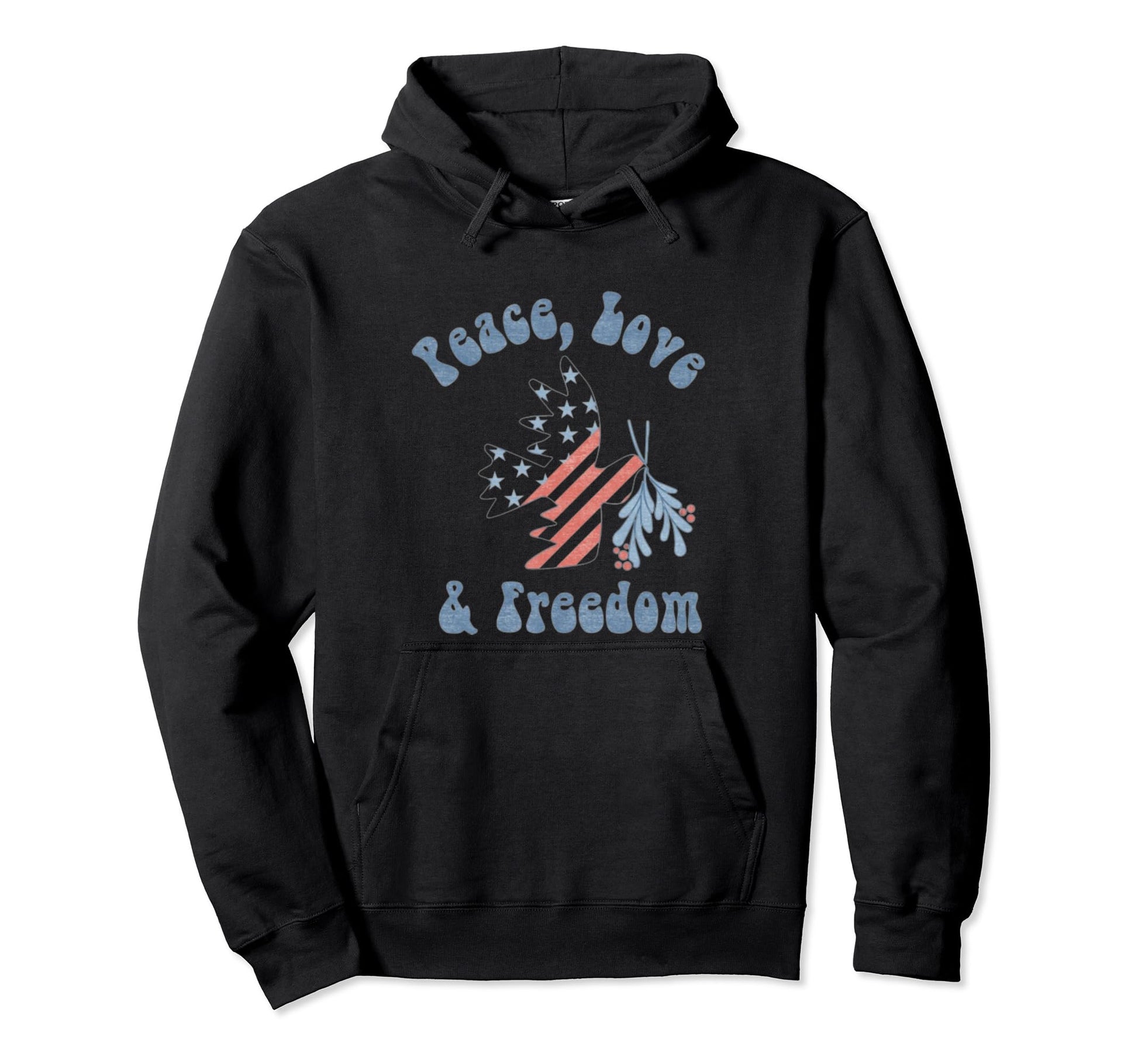 Peace Love Freedom Americana Hoodie - Novelty Apparel Unisex - T-Shirt, Sweatshirt, Hoodie
