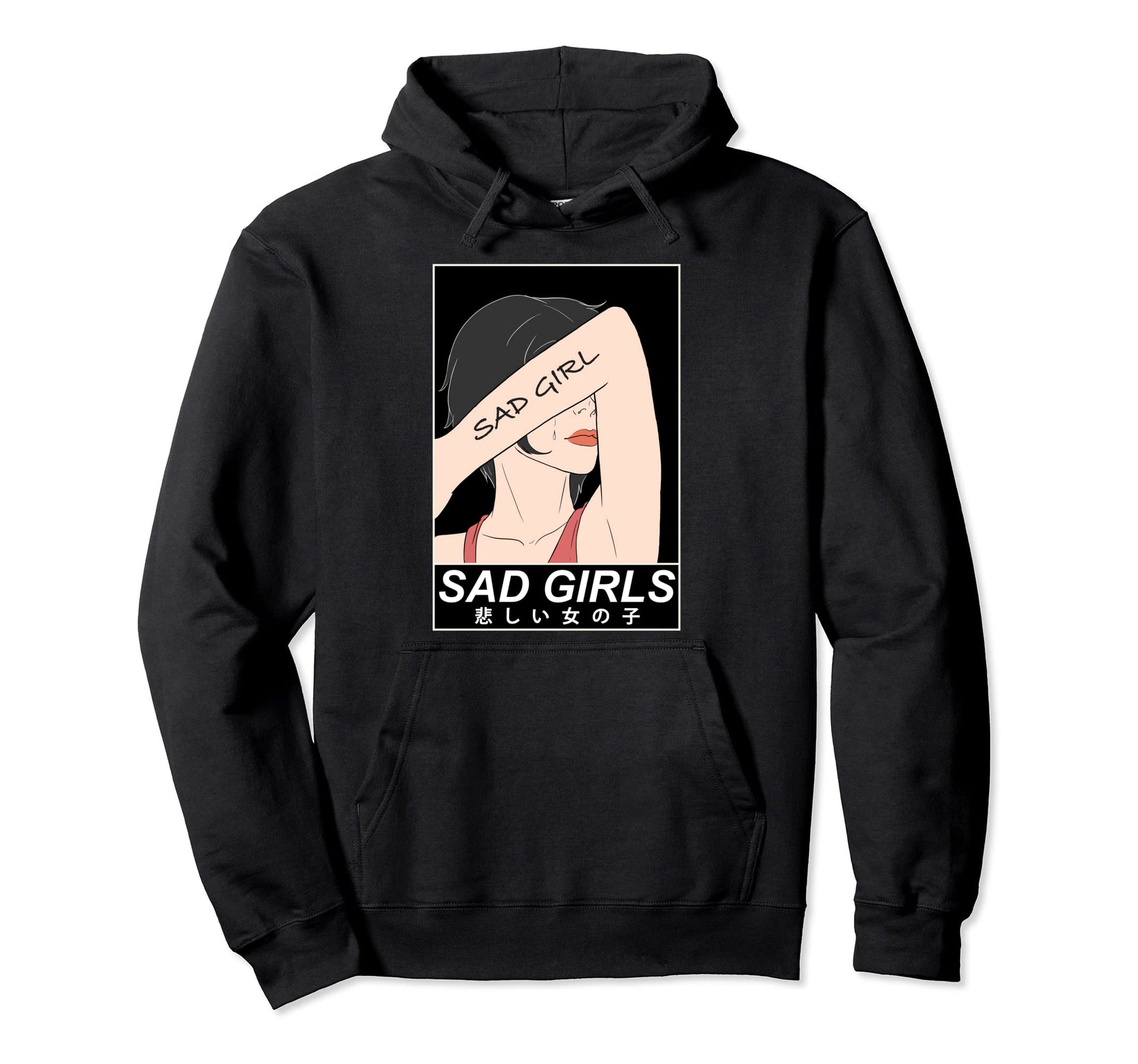 Sad Kanji Vaporwave Art Aesthetic Hoodie - Unique Graphic Men Women - T-Shirt, Sweatshirt, Hoodie