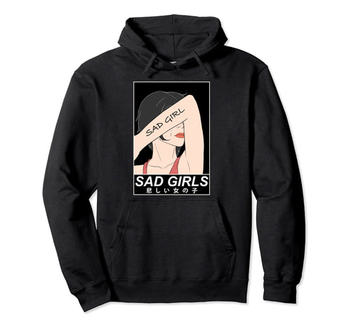 Sad Kanji Vaporwave Art Aesthetic Hoodie - Unique Graphic Men Women - T-Shirt, Sweatshirt, Hoodie