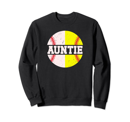 Auntie Baseball Softball Aunt Sweatshirt - Fun Novelty Design for Adults - T-Shirt, Sweatshirt, Hoodie
