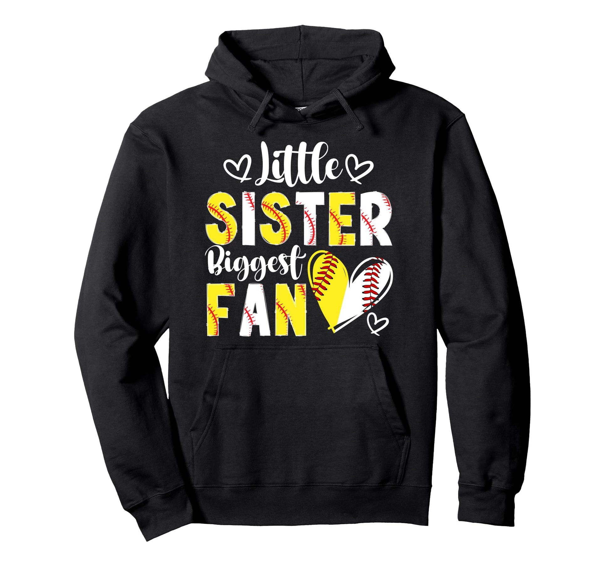 Little Sister Biggest Fan Baseball Hoodie - Fun Novelty Design Unisex - T-Shirt, Sweatshirt, Hoodie