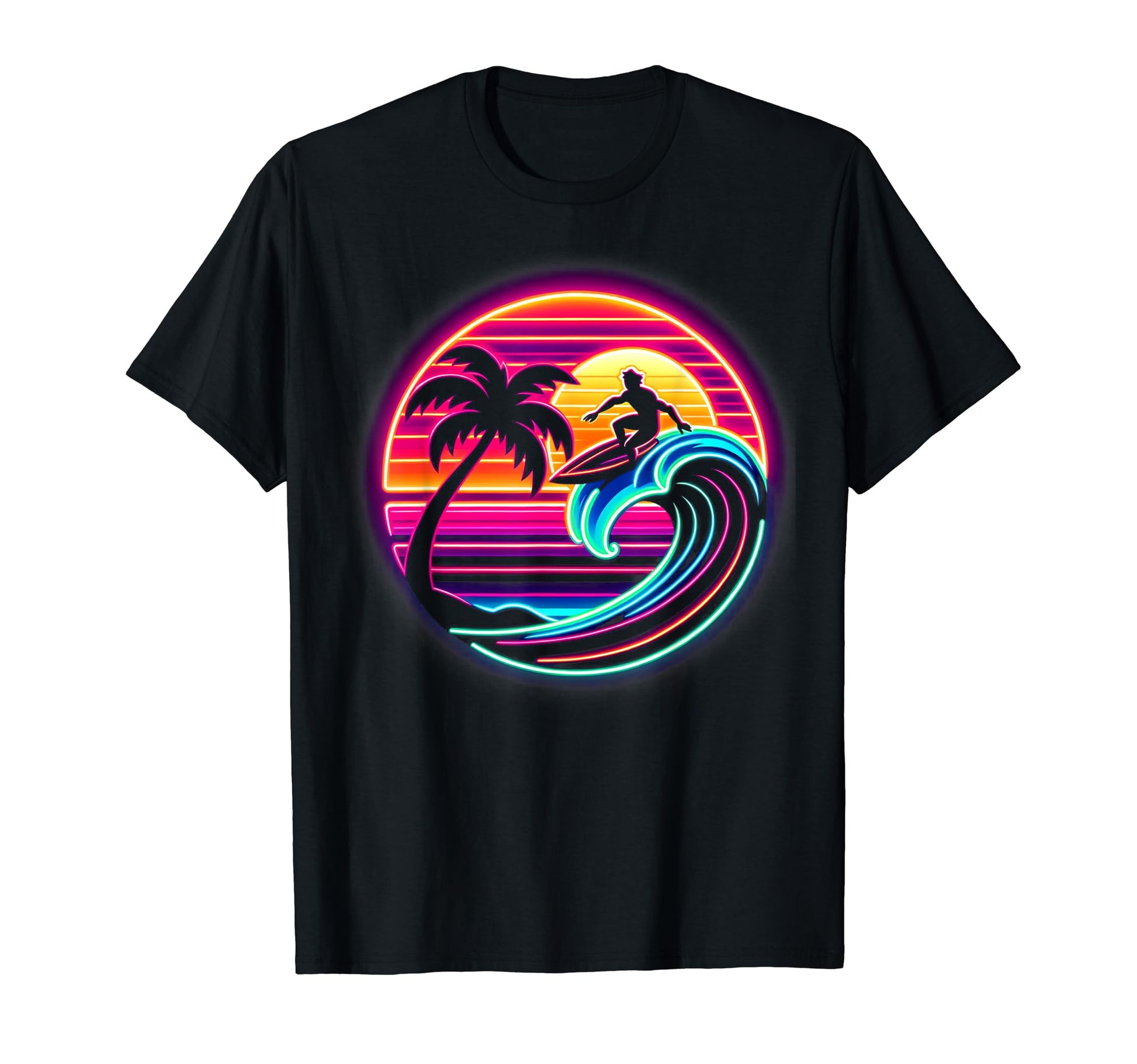 Surfer Vaporwave Aesthetic Palm Beach T-Shirt - Minimalist Print for Adults - T-Shirt, Sweatshirt, Hoodie