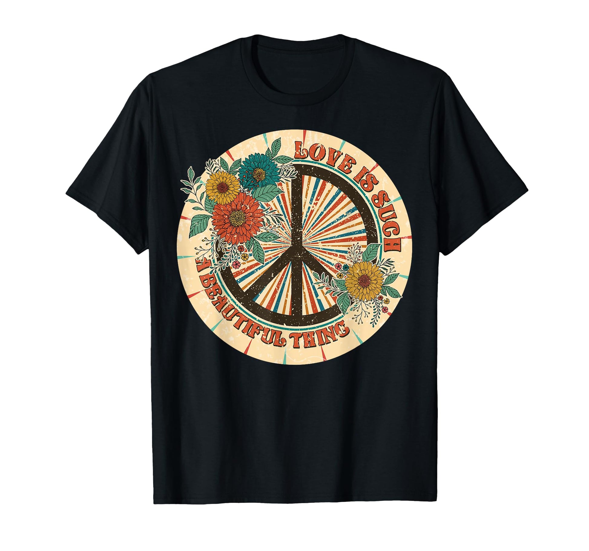 Peace Sign Floral Boho Hippie T-Shirt - Unique Graphic for Adults - T-Shirt, Sweatshirt, Hoodie