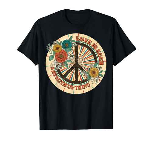 Peace Sign Floral Boho Hippie T-Shirt - Unique Graphic for Adults - T-Shirt, Sweatshirt, Hoodie