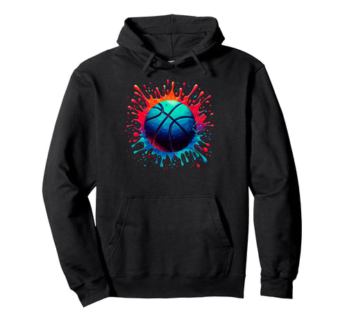 Colorful Paints Splash Basketball Hoodie - Custom Art Print for Adults - T-Shirt, Sweatshirt, Hoodie