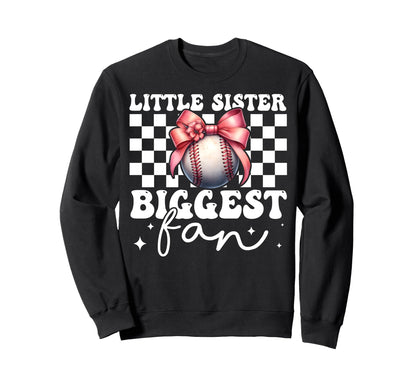 Baseball Sister Coquette Bow Little Sweatshirt - Aesthetic Graphic Unisex - T-Shirt, Sweatshirt, Hoodie