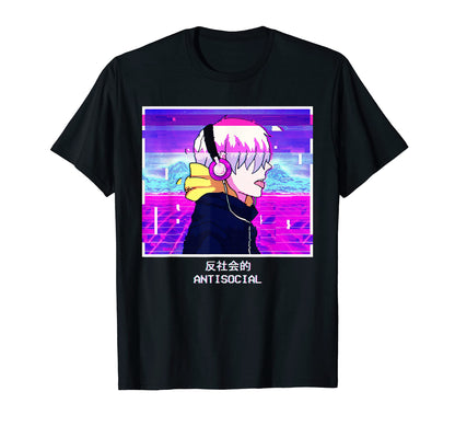 Antisocial Anime Japanese Vaporwave T-Shirt - Streetwear Style Men Women - T-Shirt, Sweatshirt, Hoodie