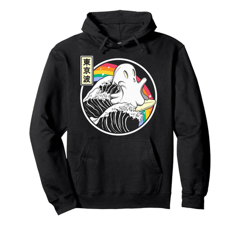 Surfing Ghost Japan Kanagawa Wave Kawaii Hoodie - Graphic Print Unisex - T-Shirt, Sweatshirt, Hoodie