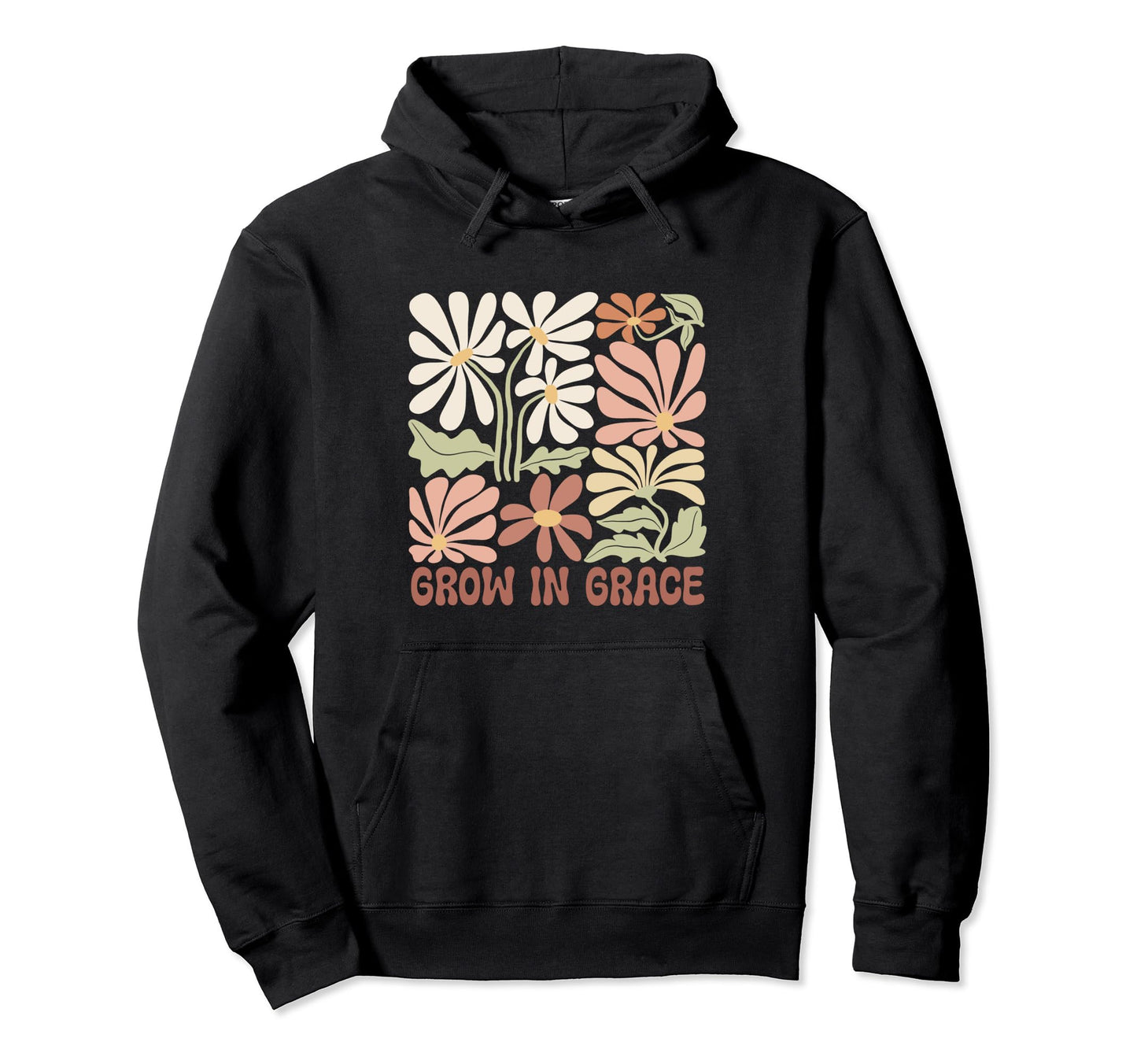 Boho Minimalistic Grow Grace Floral Hoodie - Minimalist Print Men Women - T-Shirt, Sweatshirt, Hoodie