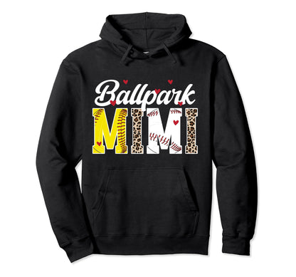 Ballpark Mimi Leopard Baseball Softball Hoodie - Trendy Graphic Unisex - T-Shirt, Sweatshirt, Hoodie