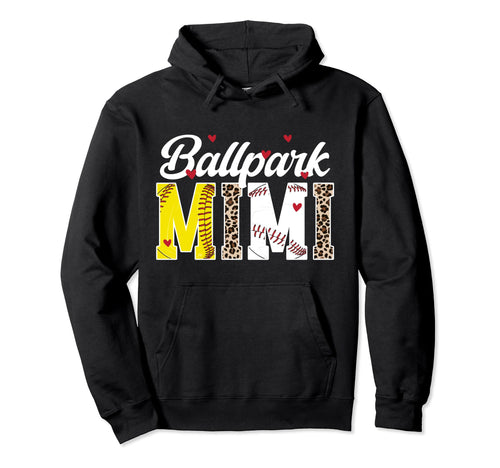 Ballpark Mimi Leopard Baseball Softball Hoodie - Trendy Graphic Unisex - T-Shirt, Sweatshirt, Hoodie