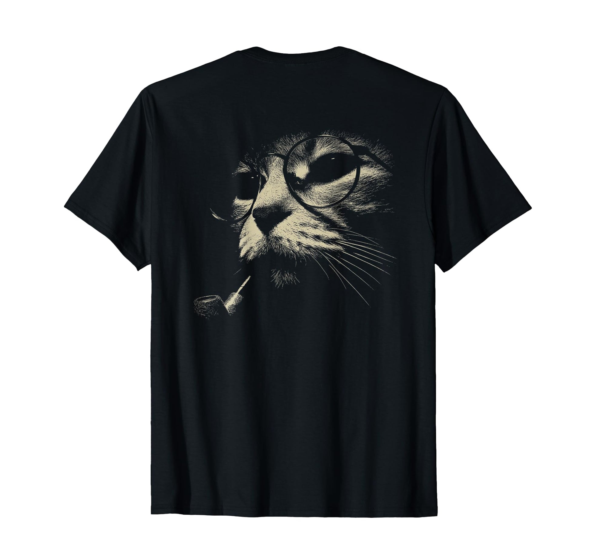 Cat Smoking Pipe Glasses Grunge T-Shirt - Aesthetic Graphic for Adults - T-Shirt, Sweatshirt, Hoodie