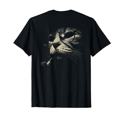 Cat Smoking Pipe Glasses Grunge T-Shirt - Aesthetic Graphic for Adults - T-Shirt, Sweatshirt, Hoodie