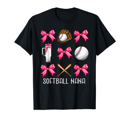 Funny Baseball Nana Era Bows T-Shirt - Casual Everyday Wear Unisex - T-Shirt, Sweatshirt, Hoodie