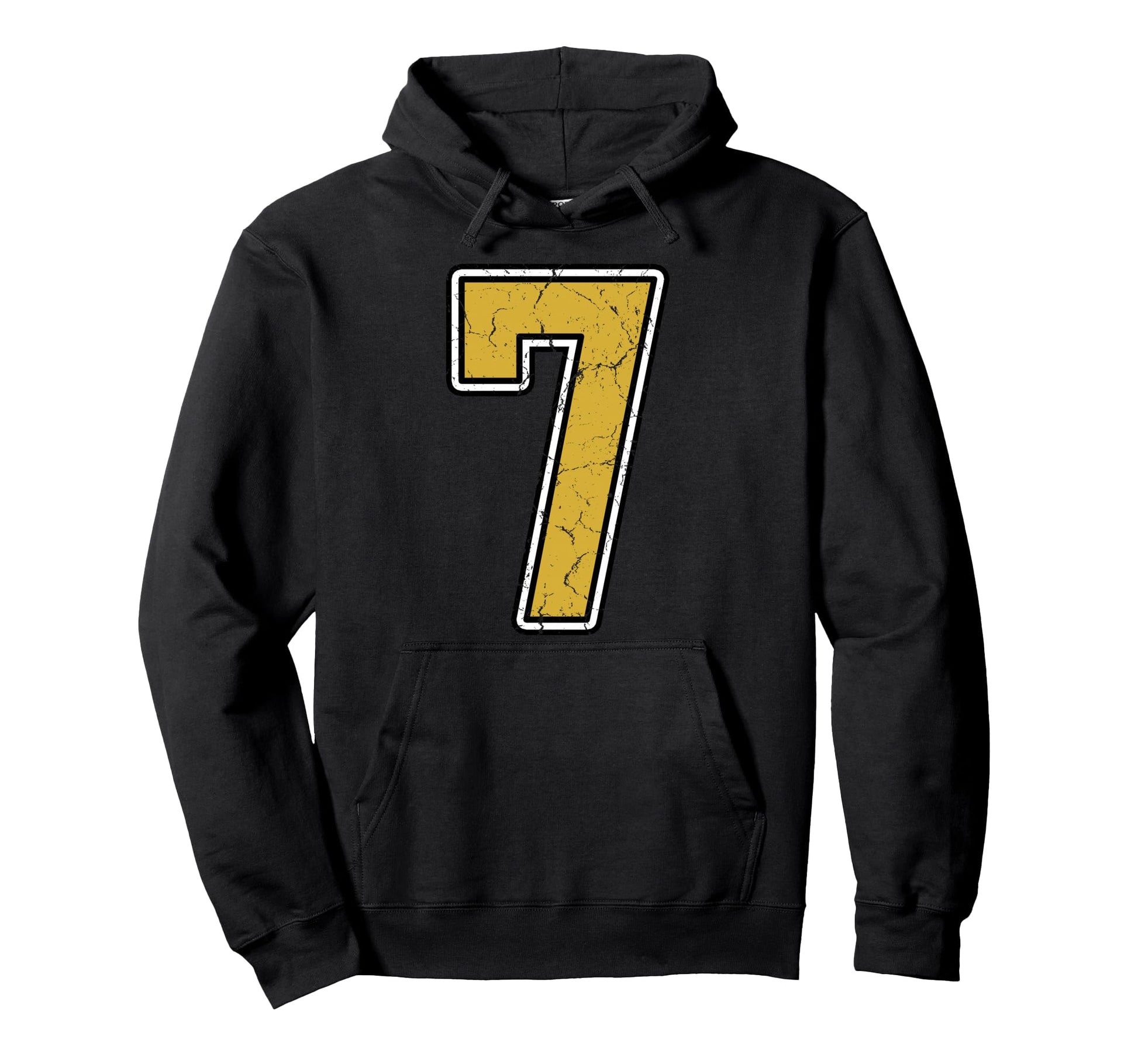 Old Gold Black White Sports Number 7 Hoodie - Novelty Apparel for Adults - T-Shirt, Sweatshirt, Hoodie