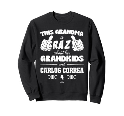 Grandma Crazy Carlos Correa Sweatshirt - Unique Graphic Men Women - T-Shirt, Sweatshirt, Hoodie