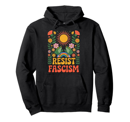 Frog Resist Fascism Groovy Rainbow No Hoodie - Custom Art Print for Adults - T-Shirt, Sweatshirt, Hoodie