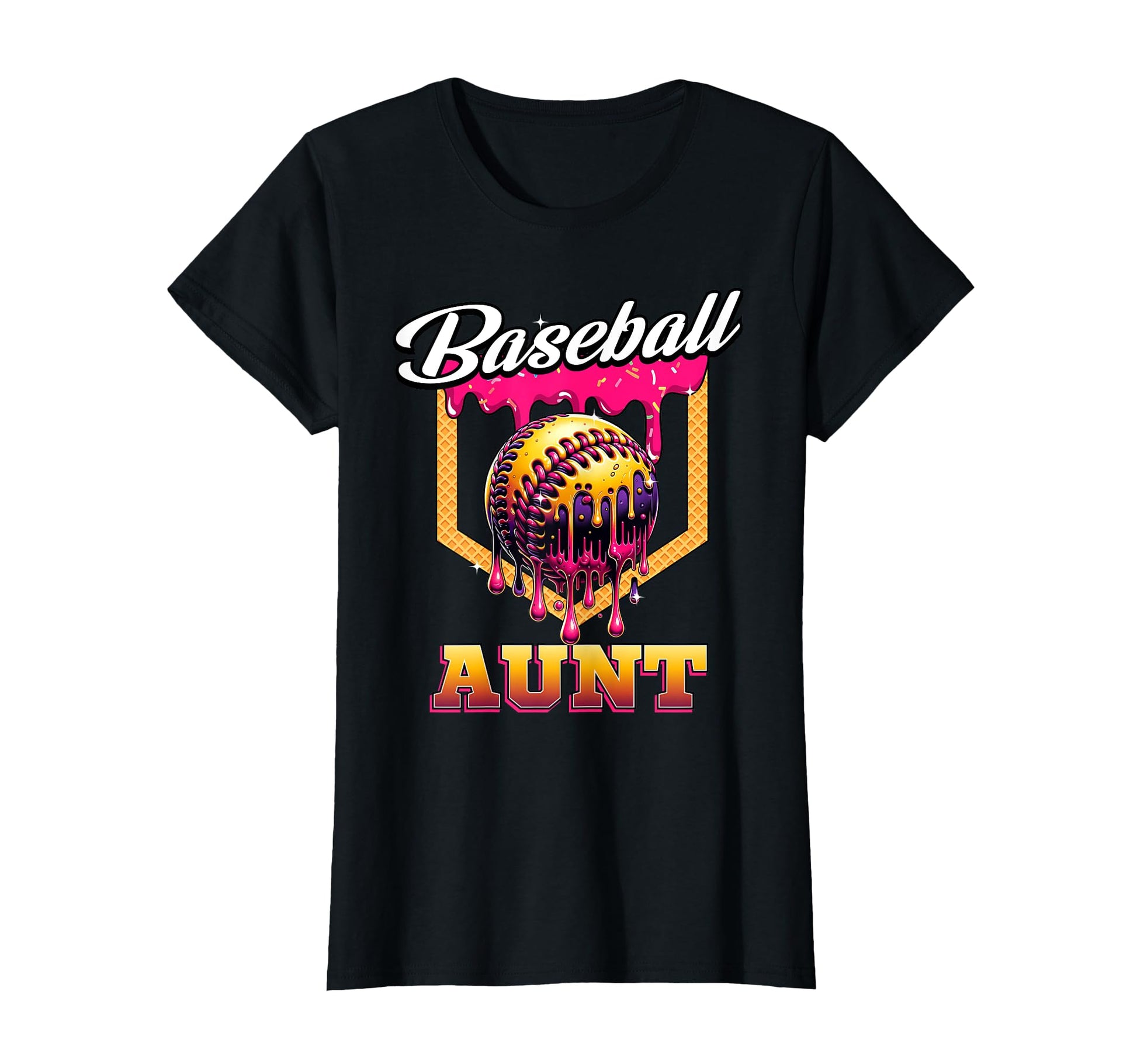 Baseball Aunt Ice Cream Drip Home T-Shirt - Custom Art Print Men Women - T-Shirt, Sweatshirt, Hoodie