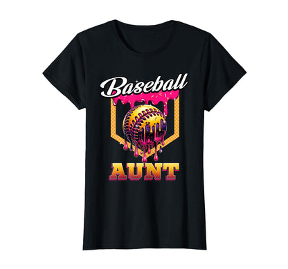 Baseball Aunt Ice Cream Drip Home T-Shirt - Custom Art Print Men Women - T-Shirt, Sweatshirt, Hoodie