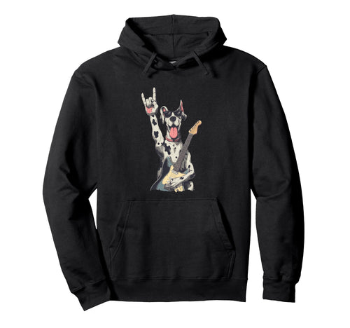 Rock Dog Guitar Playing Funny Pet Hoodie - Custom Art Print for Adults - T-Shirt, Sweatshirt, Hoodie