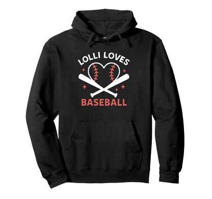 Lolli Loves Baseball Baseball Grandma Hoodie - Novelty Apparel Men Women - T-Shirt, Sweatshirt, Hoodie