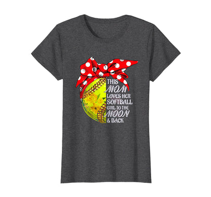 Womens This Mom Loves Her Softball To Moon T-Shirt - Trendy Graphic Unisex - T-Shirt, Sweatshirt, Hoodie