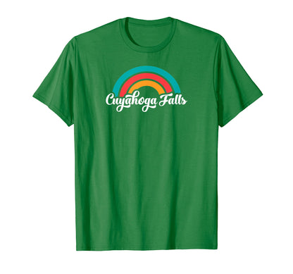 Cuyahoga Falls Oh Script Rainbow T-Shirt - Streetwear Style Men Women - T-Shirt, Sweatshirt, Hoodie