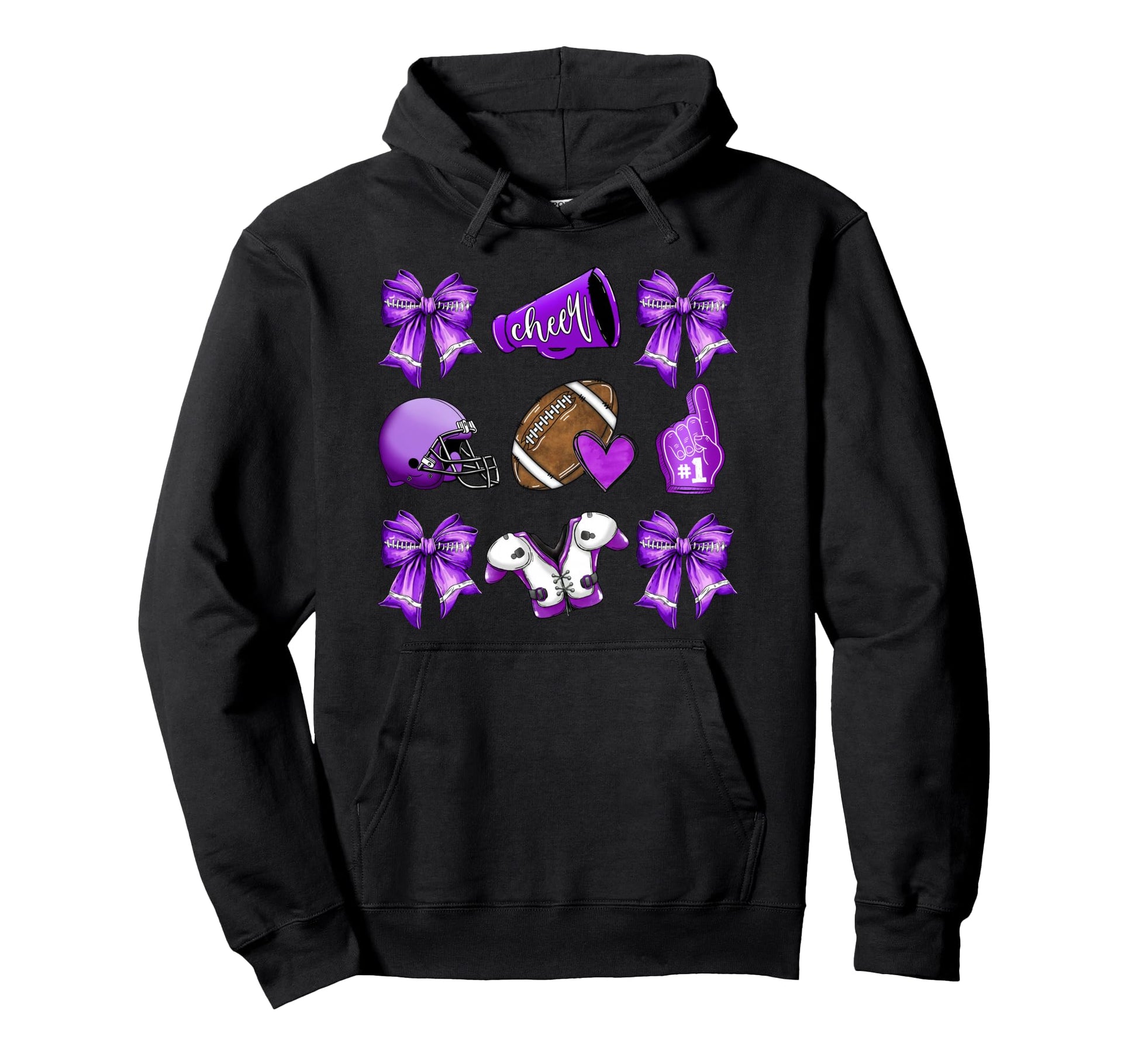 Purple Football Mom Coquette Bows Game Day Hoodie - Novelty Apparel Unisex - T-Shirt, Sweatshirt, Hoodie