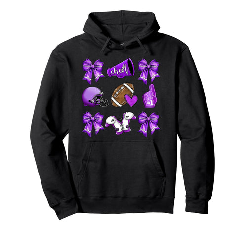 Purple Football Mom Coquette Bows Game Day Hoodie - Novelty Apparel Unisex - T-Shirt, Sweatshirt, Hoodie