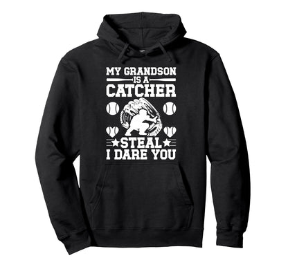 Grandson Is Baseball Catcher Grandma Hoodie - Unique Graphic Unisex - T-Shirt, Sweatshirt, Hoodie