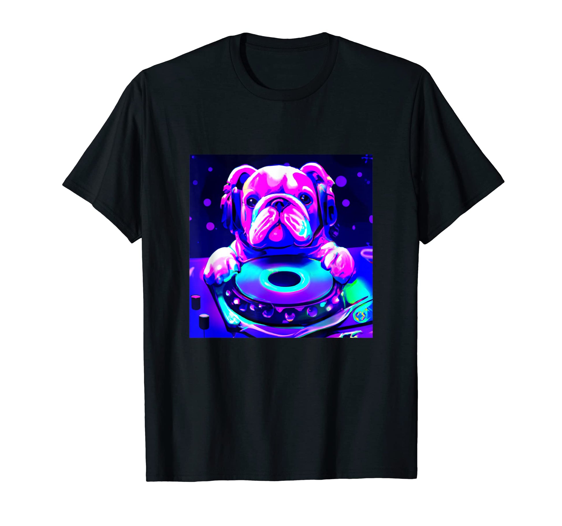 Bulldog Vaporwave Dj Dog Aesthetic T-Shirt - Unique Graphic Men Women - T-Shirt, Sweatshirt, Hoodie