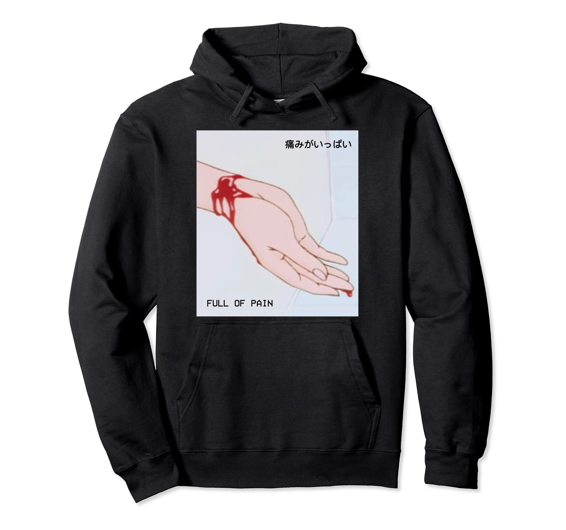 Vaporwave Aesthetic Full Pain Hoodie - Graphic Print for Adults - T-Shirt, Sweatshirt, Hoodie