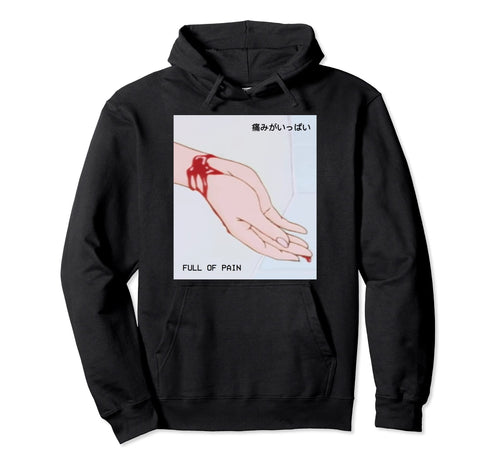 Vaporwave Aesthetic Full Pain Hoodie - Graphic Print for Adults - T-Shirt, Sweatshirt, Hoodie