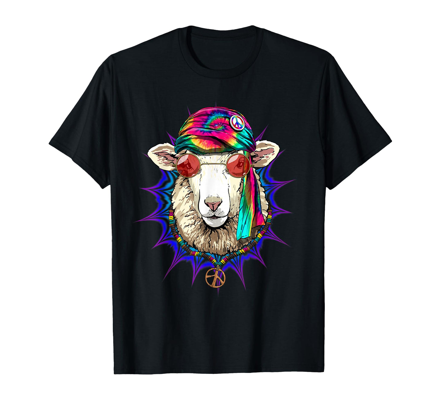 Tie Dye Hippie Sheep Hippiness Peace Love T-Shirt - Unique Graphic Unisex - T-Shirt, Sweatshirt, Hoodie