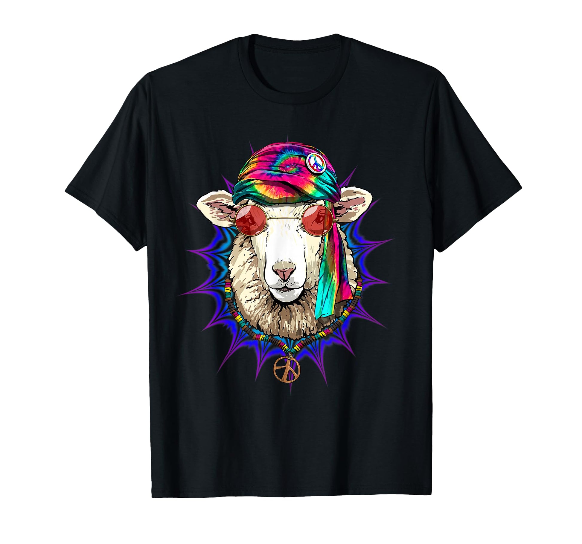 Tie Dye Hippie Sheep Hippiness Peace Love T-Shirt - Unique Graphic Unisex - T-Shirt, Sweatshirt, Hoodie