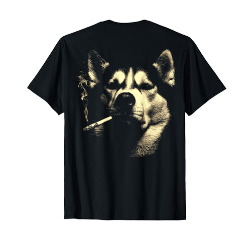 Siberian Husky Smoking Cigarette T-Shirt - Custom Art Print Men Women - T-Shirt, Sweatshirt, Hoodie