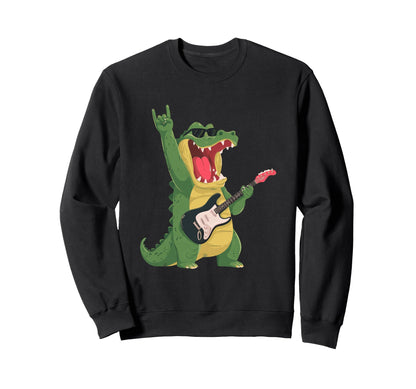 Funny Crocodile Rock Music Guitarist Sweatshirt - Novelty Apparel Unisex - T-Shirt, Sweatshirt, Hoodie